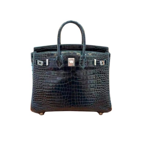 Hermès Birkin25 Noir Shiny Alligator&Gold Hardware