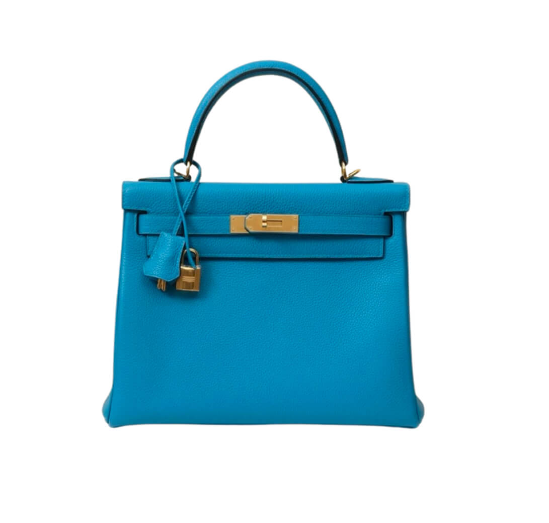 Hermès Kelly28 Bleu Zanzibar Togo& Gold Hardware