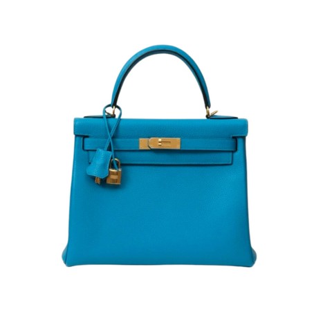 Hermès Kelly28 Bleu Zanzibar Togo& Gold Hardware