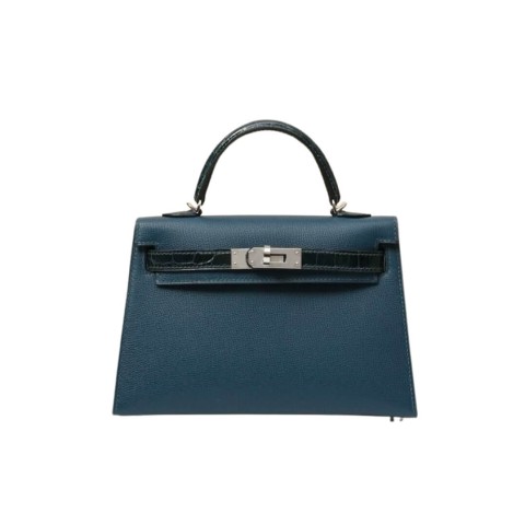 Hermès Mini Kelly Touch Vert Cypress Epsom/Noir Alligator& Palladium Hardware