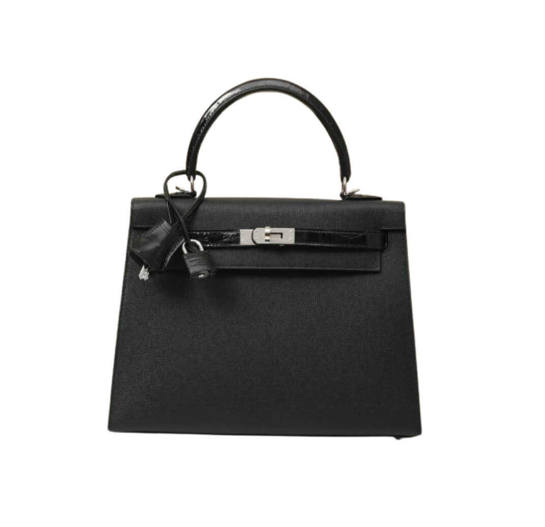 Hermès Kelly25 Touch Noir Swift\ Noir Alligator&Palladium Hardware