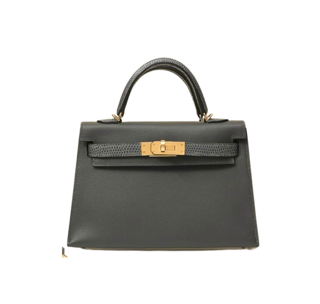 Hermès Mini Kelly Vert Rousseau Epsom Lizard&Gold Hardware