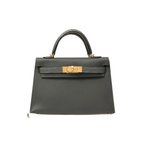 Hermès Mini Kelly Vert Rousseau Epsom Lizard&Gold Hardware