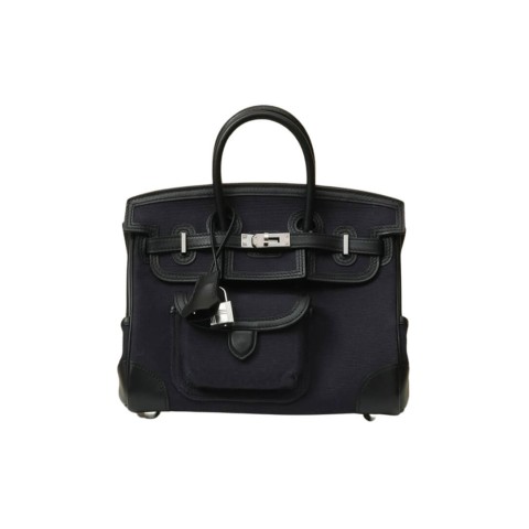 Hermès Birkin Cargo 25 Black Swift and Toile Canvas&Palladium Hardware