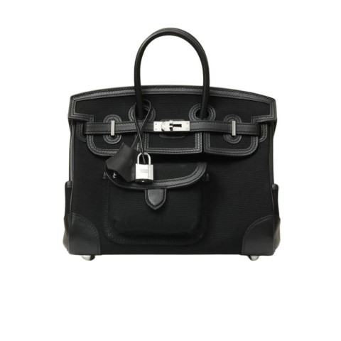 Hermès Birkin Cargo 25 Black Swift and Toile Canvas&Palladium Hardware