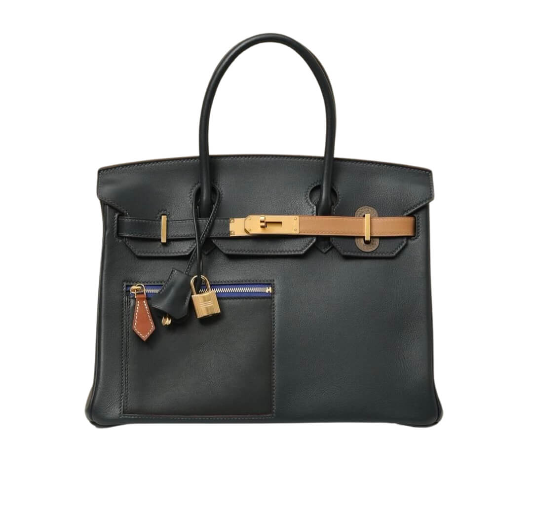 Hermès Birkin30 Caban Black Chai Gold Etoupe  Colormatic Swift& Gold Hardware