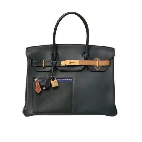 Hermès Birkin30 Caban Black Chai Gold Etoupe  Colormatic Swift& Gold Hardware