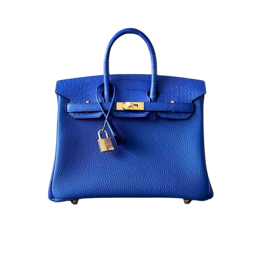 Hermès Birkin25 Bleu Royal Matte Alligator and Togo Touch&gold Hardware