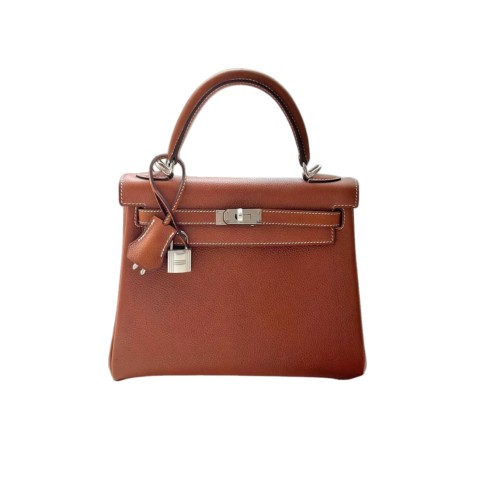 Hermès Kelly Sellier 25 Fauve Barenia Epsom&Palladium Hardware