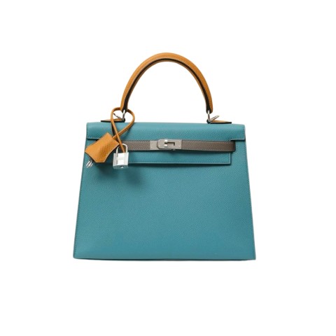 Hermès Kelly25 Sellier Blue Paon Touch Epsom&Palladium Hardware