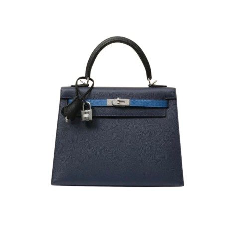 Hermès Kelly25 Sellier Blue Saphir/Black/Blue france Epsom&Palladium hardware