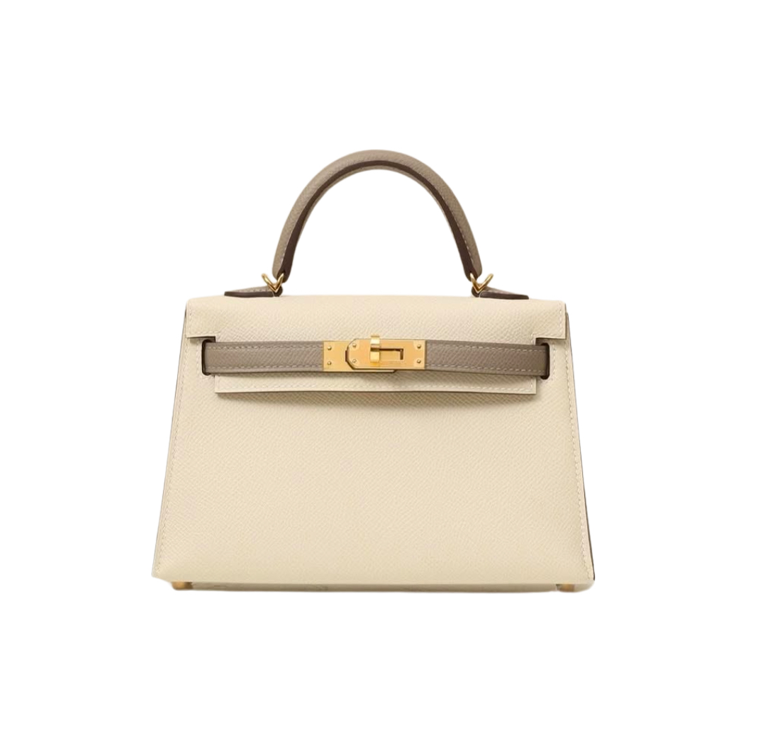 Hermès Mini Kelly Sellier Hangbag  Craie Etoupe Touch Epsom&Gold Hardware