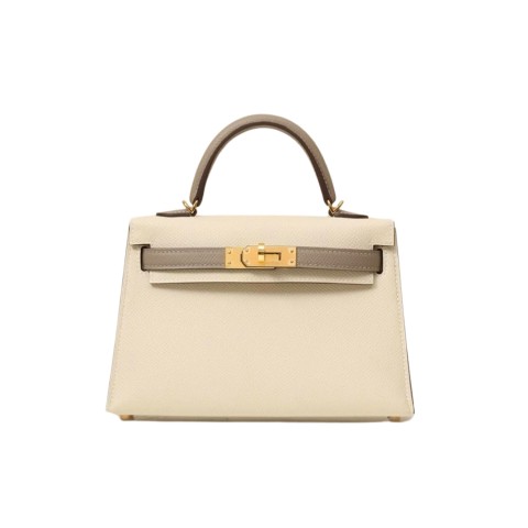 Hermès Mini Kelly Sellier Hangbag  Craie Etoupe Touch Epsom&Gold Hardware