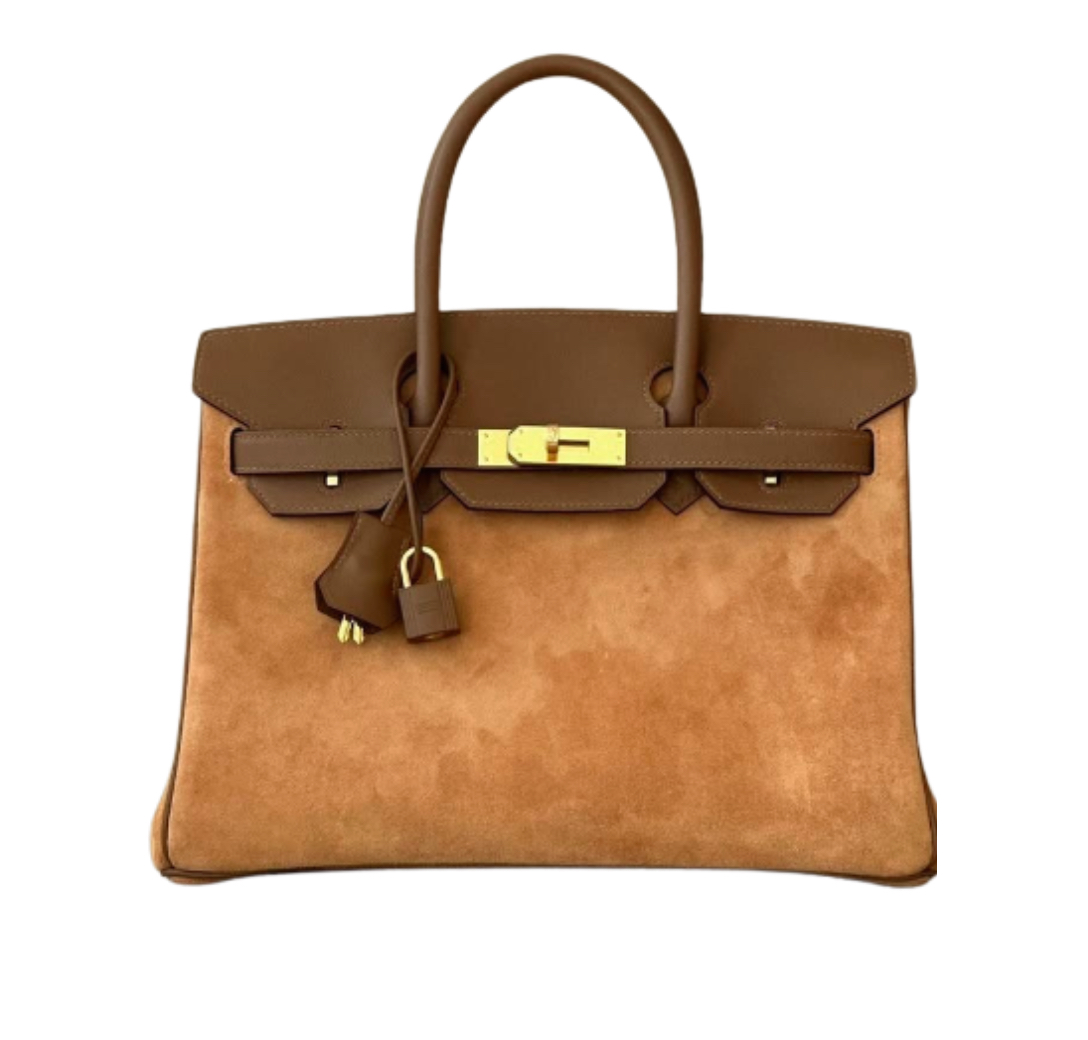 Hermès Birkin30 Chestnut/Biscuit/Swift Suede&Gold Hardware