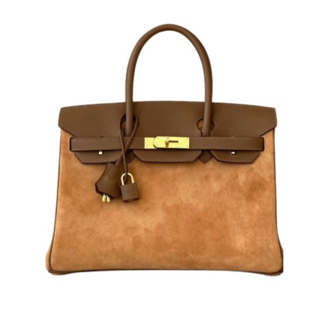 Hermès Birkin30 Chestnut/Biscuit/Swift Suede&Gold Hardware