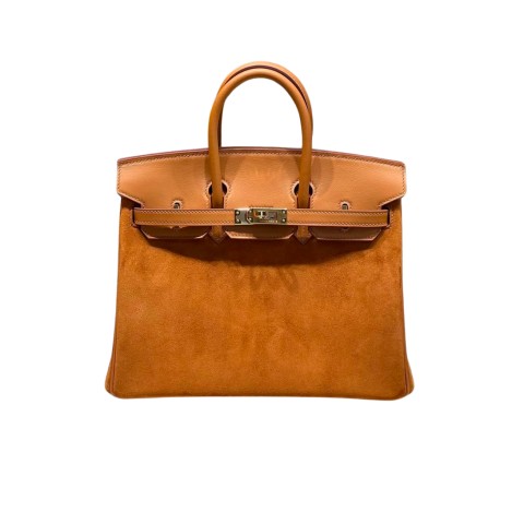 Hermès Birkin25 Limited Edition Gold Swift and Chamois Doblis Grizzly&Palladium Hardware, 