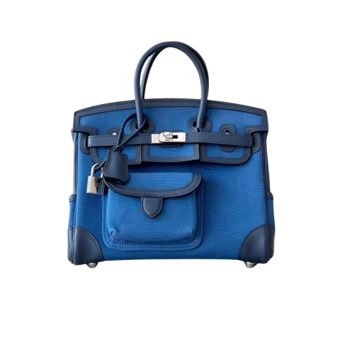 Hermès Cargo Birkin25 Blue Egee Toile Goeland / Navy Swift&Palladium Hardware