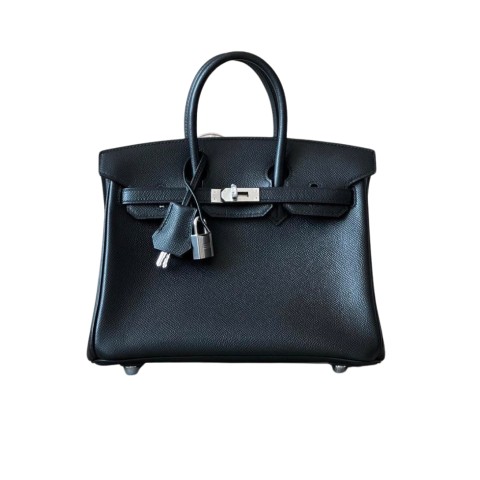 Hermès Birkin25 Silver Black  Box Calf Leather Palladium Hardware