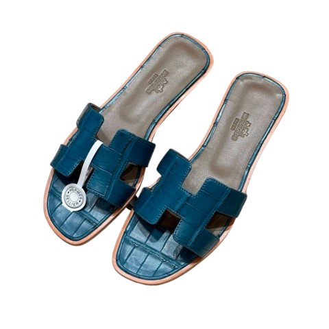 Hermès Oran Sandal Blue Izmir Alligator