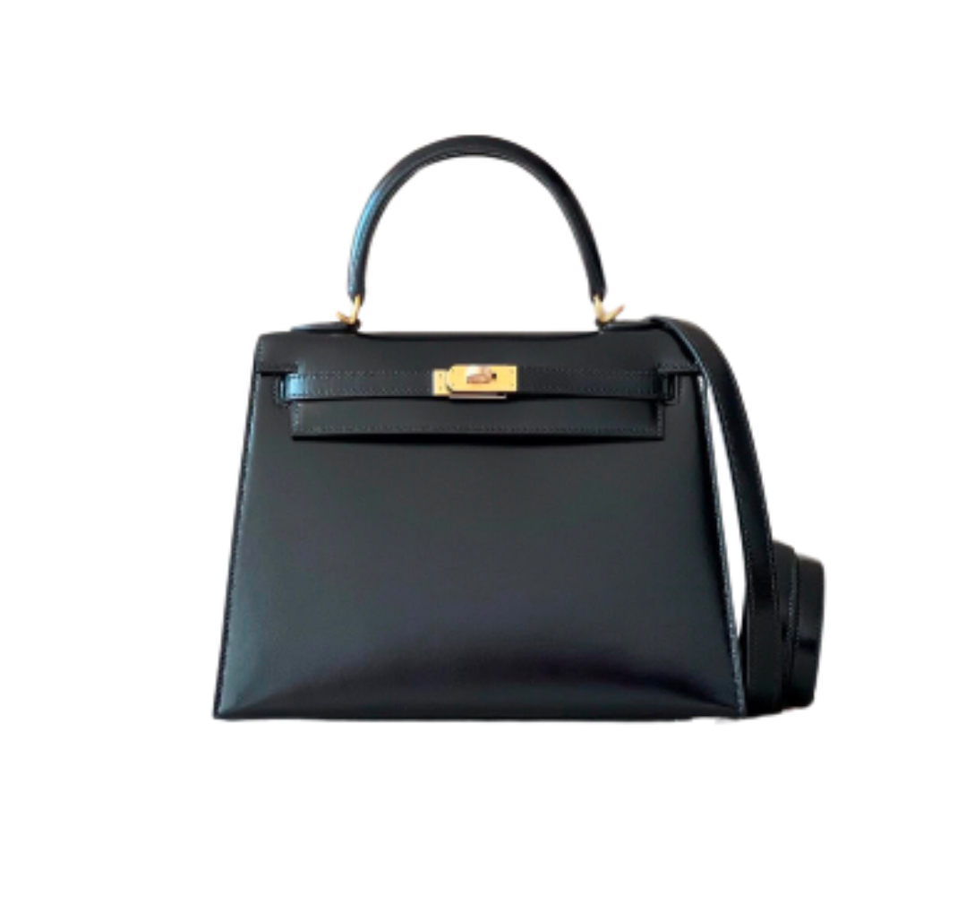 Hermès Kelly 25 Sellier Black Box Calf Leather&gold Hardware