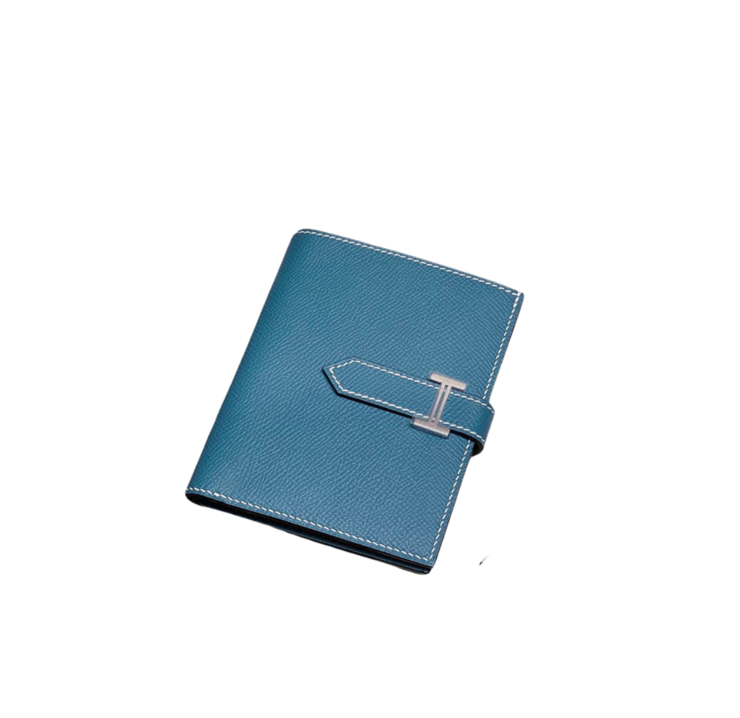 Hermès Bearn Compact Wallet &Palladium Hardware Bleu France