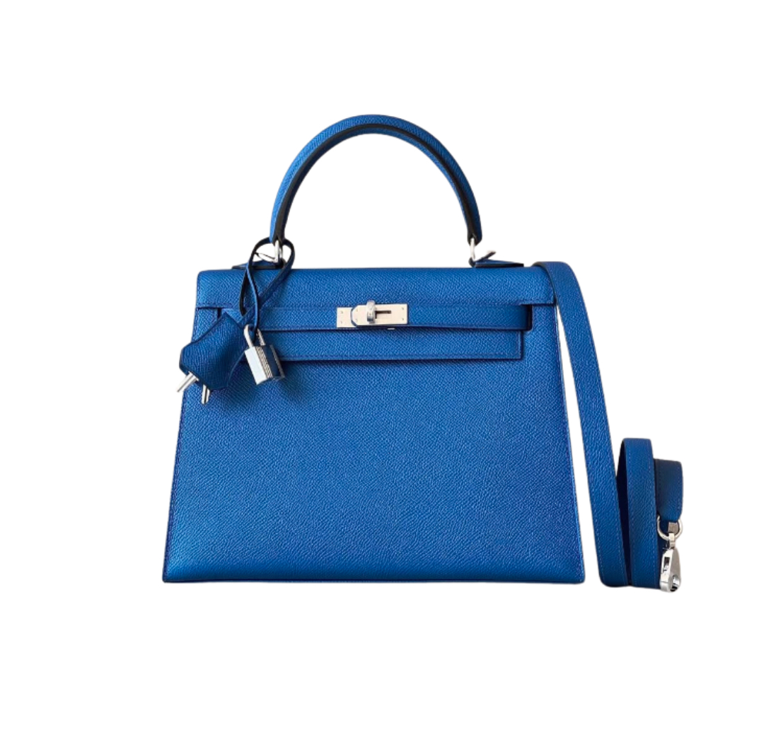 Hermès Kelly25 Blue France Epsom &Palladium Hardware