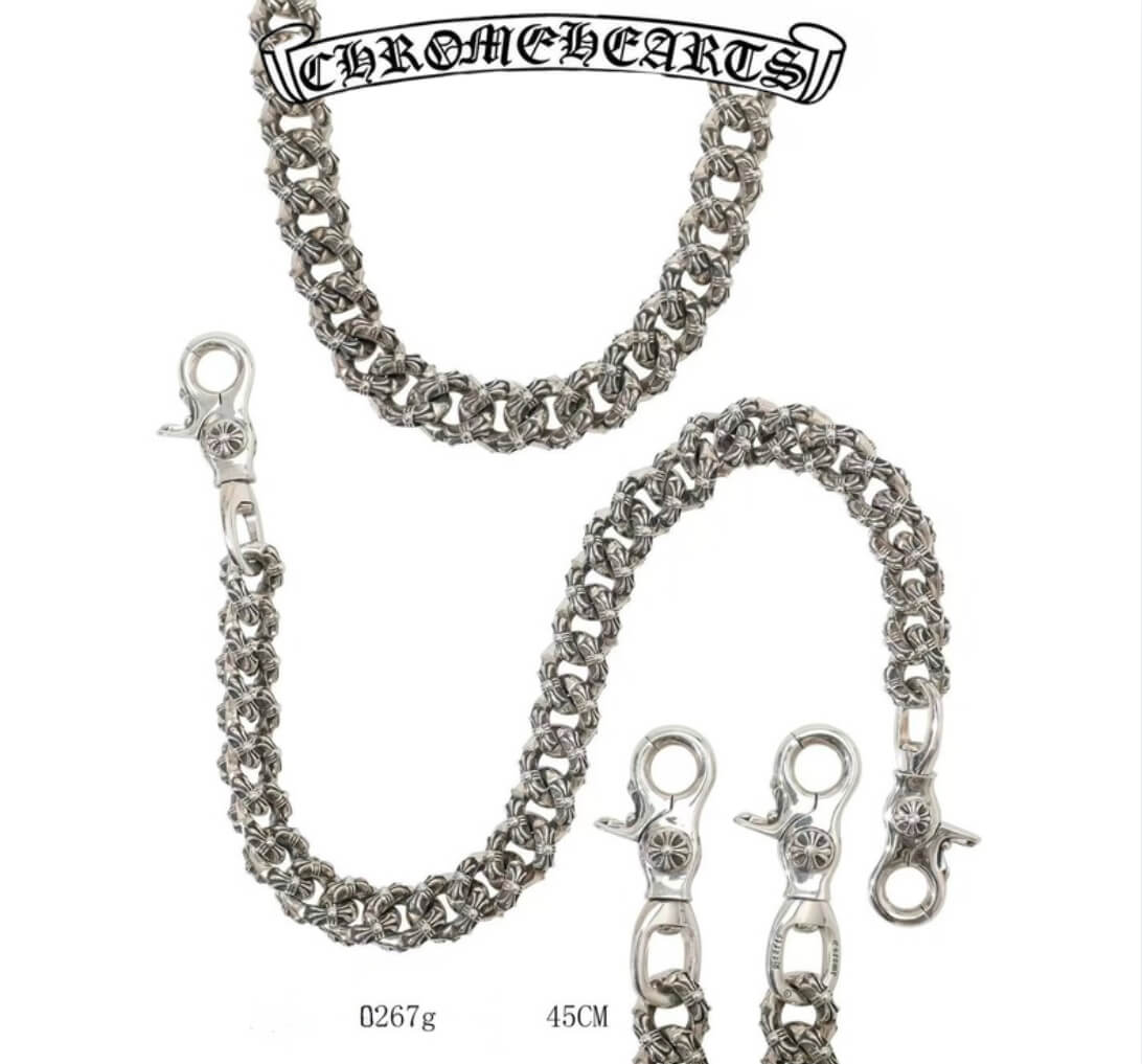 Chrome Hearts Silver Double Hook Hemp Flower Necklace(45cm)