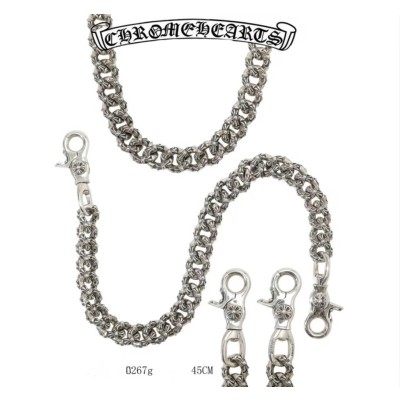 Chrome Hearts Silver Double Hook Hemp Flower Necklace(45cm)