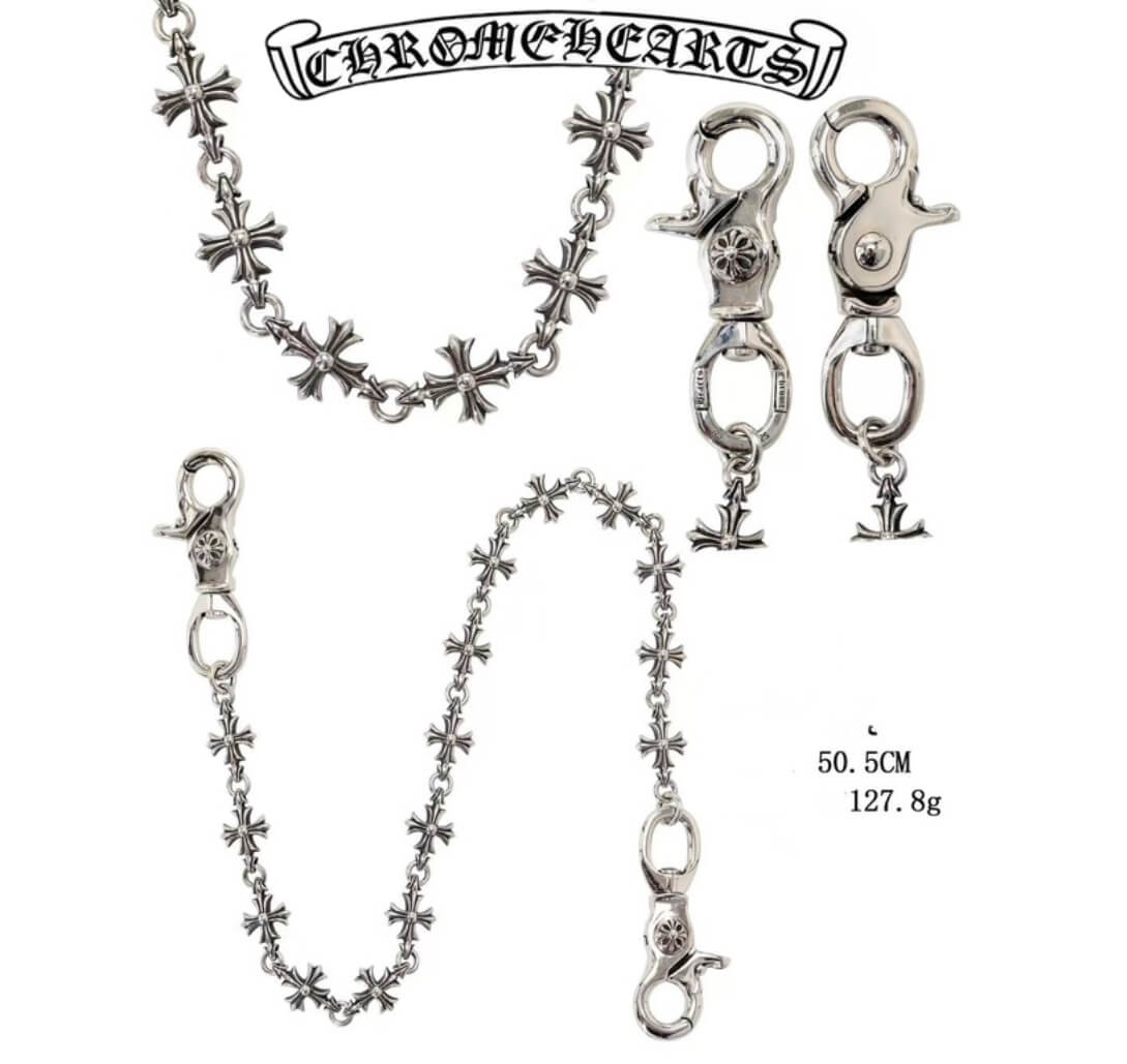 Chrome Hearts Silver Double Clasp Large Bead Necklace (50cm)