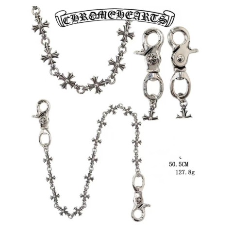 Chrome Hearts Silver Double Clasp Large Bead Necklace (50cm)