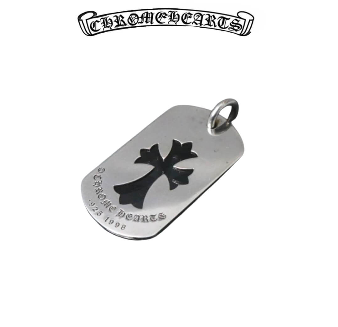 Chrome Hearts Silvery Dog Tag Cross Silver Pendant Silvery