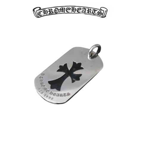 Chrome Hearts Silvery Dog Tag Cross Silver Pendant Silvery