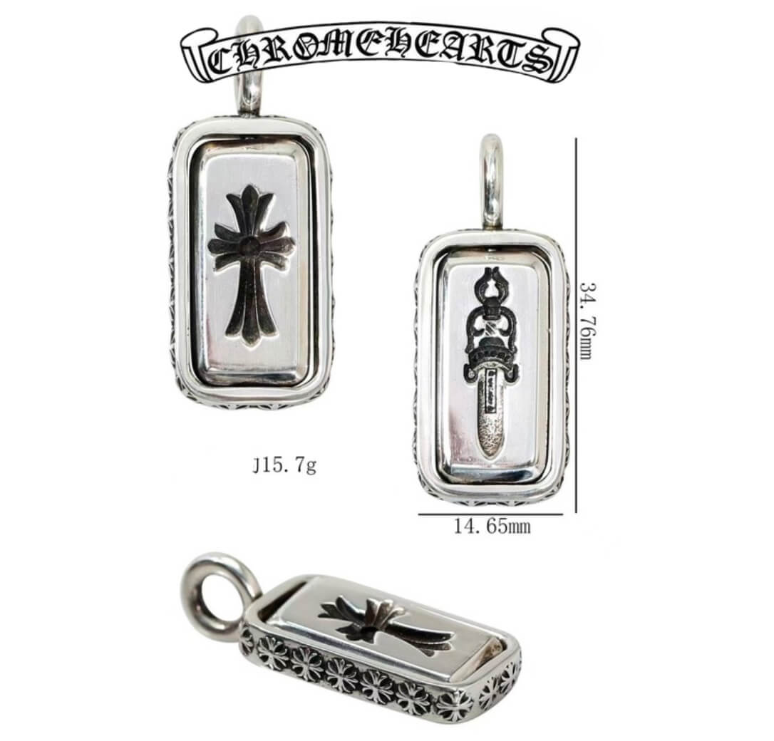 Chrome Hearts Silver Double-Sided Spinning Pendant