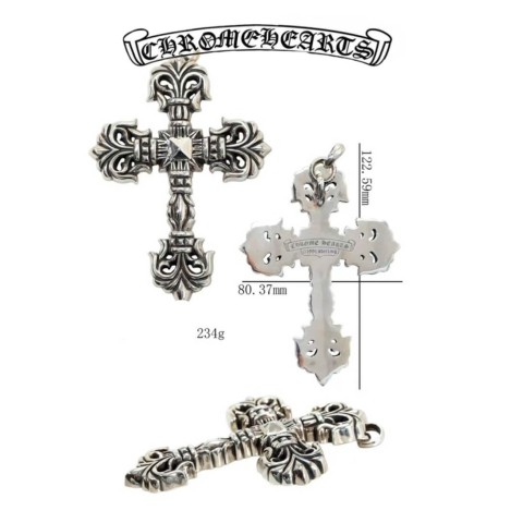 Chrome Hearts Silver Mini Cross Pendant with Diamond 