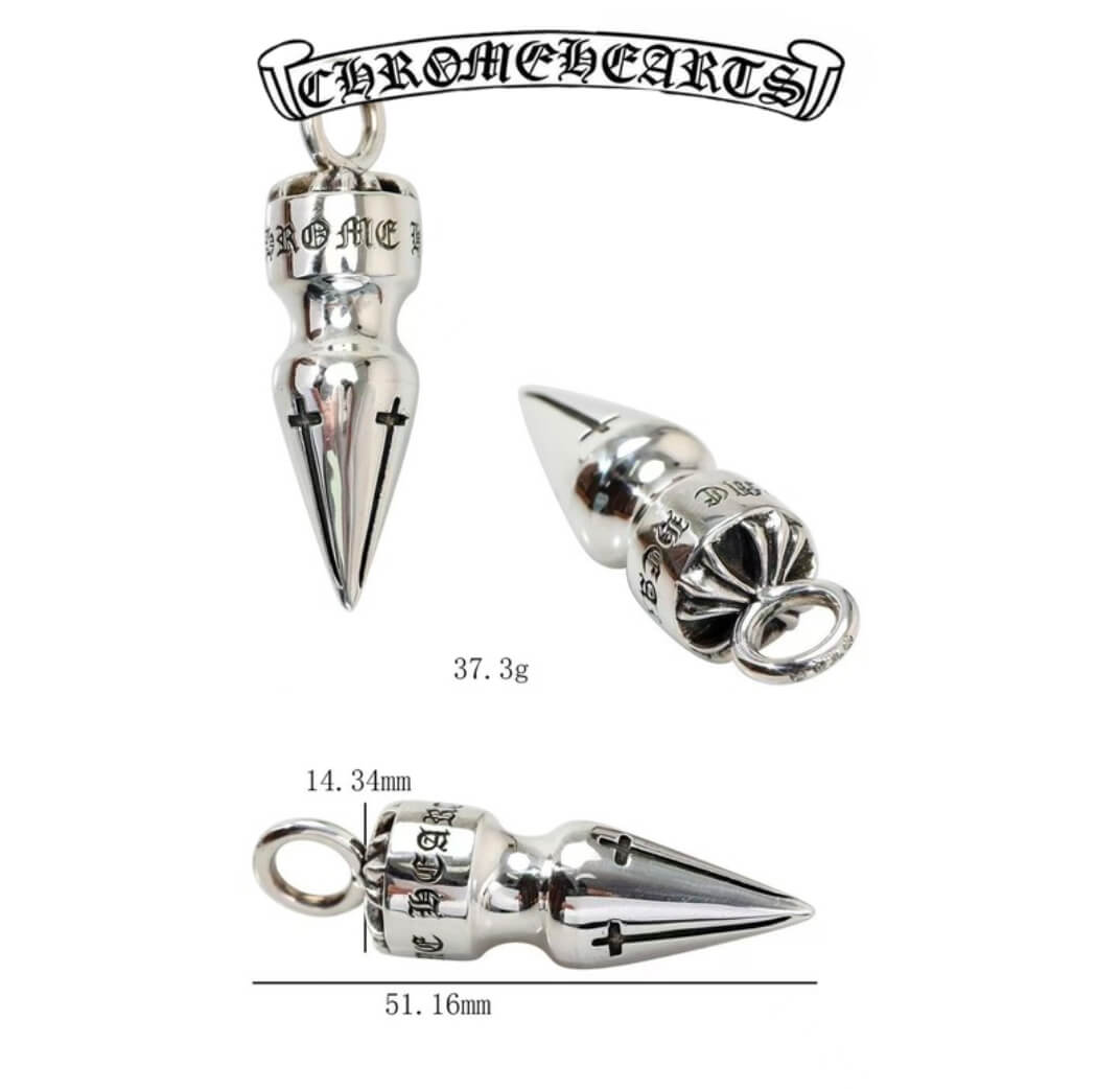 Chrome Hearts Silver Large Cross Floral Pendant