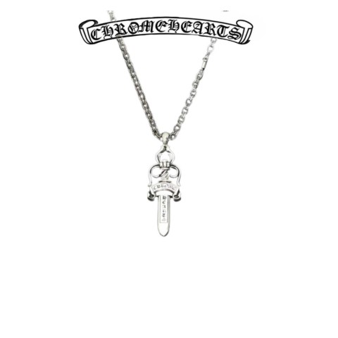 Chrome Hearts Silver Medium Jeweled Dagger Pendant 