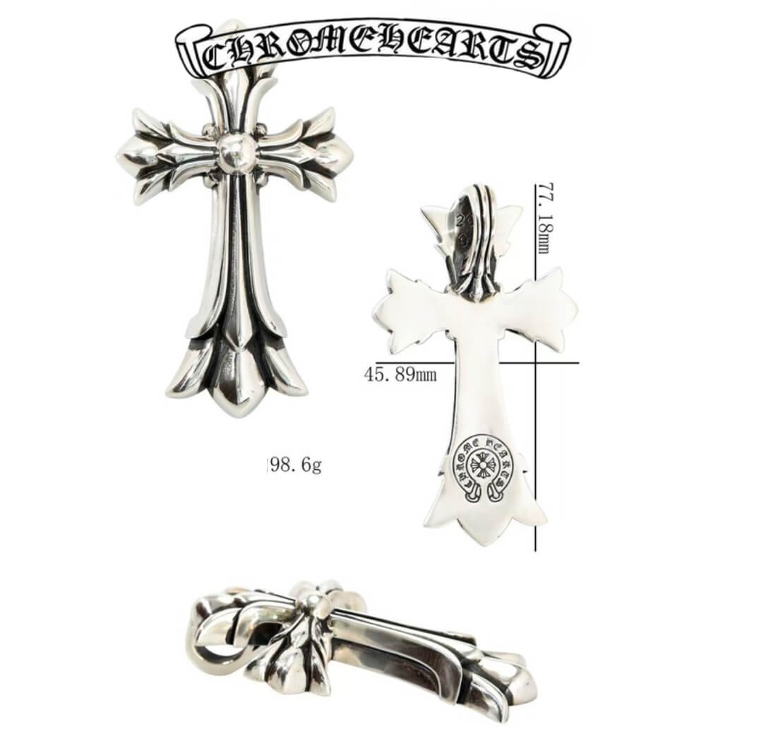 Chrome Hearts Silver Large Shadow Cross Pendant