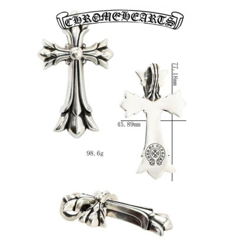 Chrome Hearts Silver Large Shadow Cross Pendant