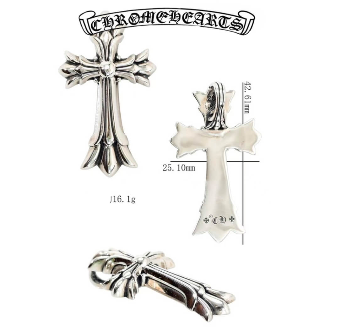 Chrome Hearts Silver Medium Shadow Cross Pendant