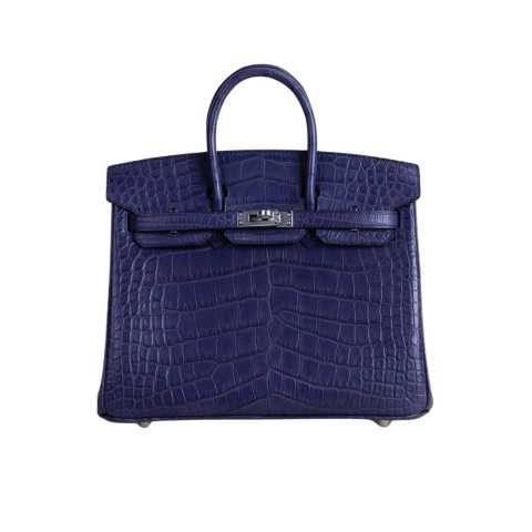 Hermès Birkin25 Bleu Aztec Mate Aligátor&Palladium Hardware