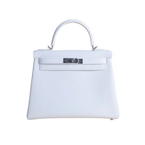 Hermès Kelly28 Blanc Epsom& Palladium Hardware