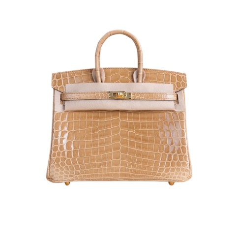 Hermès Birkin25 Beige Sable Shiny Niloticus Crocodile&Gold Hardware