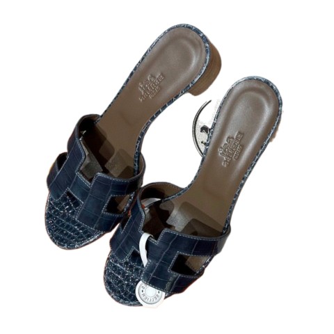 Hermès Oasis sandal Storm Blue Alligator