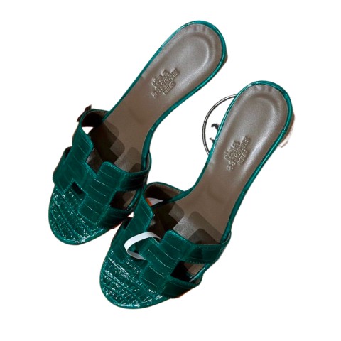 Hermès Oasis sandal Vert Cactus Alligator