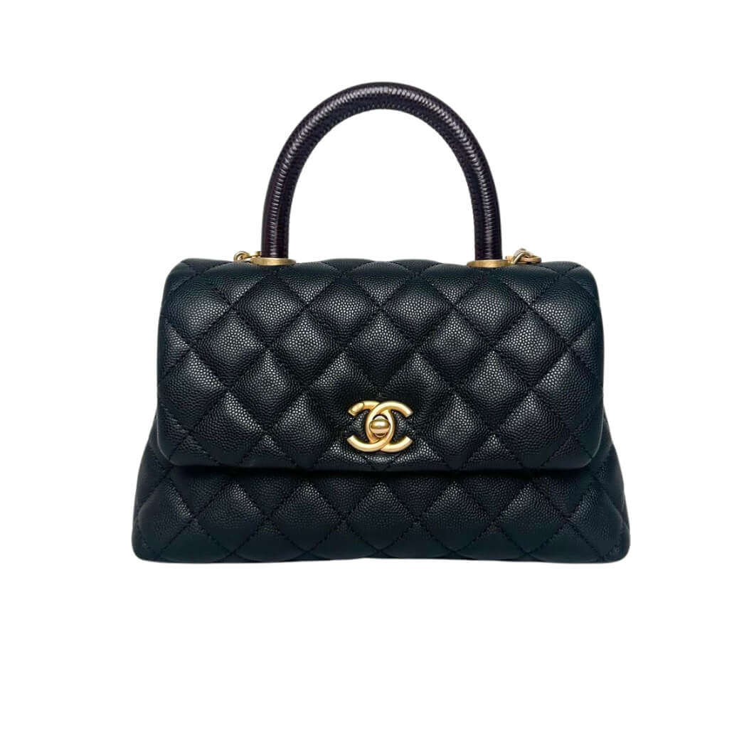 Chanel 23cm Flap Bag Grained Calfskin& Gold Hardware Black