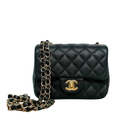 Chanel 17cm Classic Flap Caviar with &Gold Hardware Black