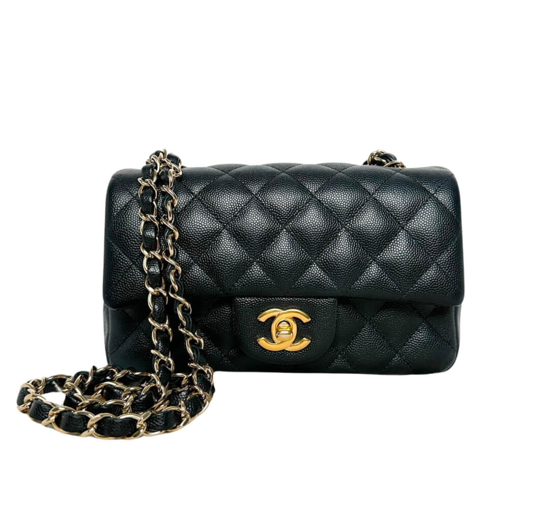 Chanel 20cm Classic Flap Caviar with &Gold Hardware Black