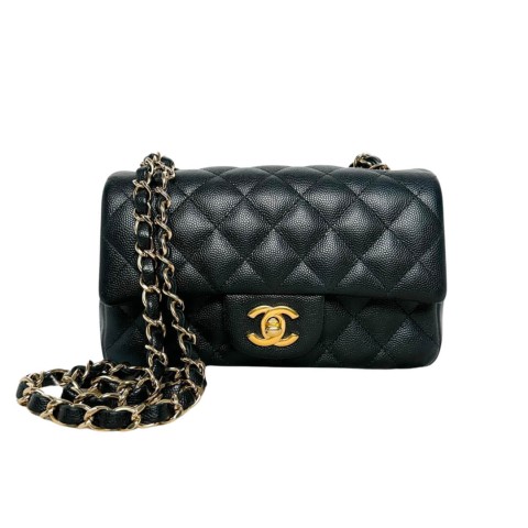 Chanel 20cm Classic Flap Caviar with &Gold Hardware Black