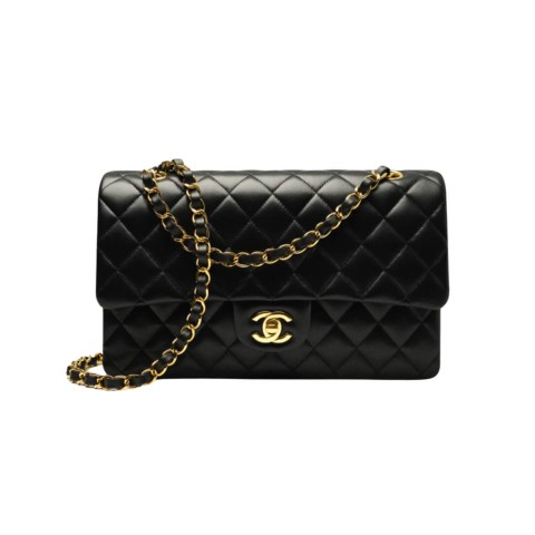 Chanel 25cm Classic Maxi Flap Grained Calfskin & Gold Black