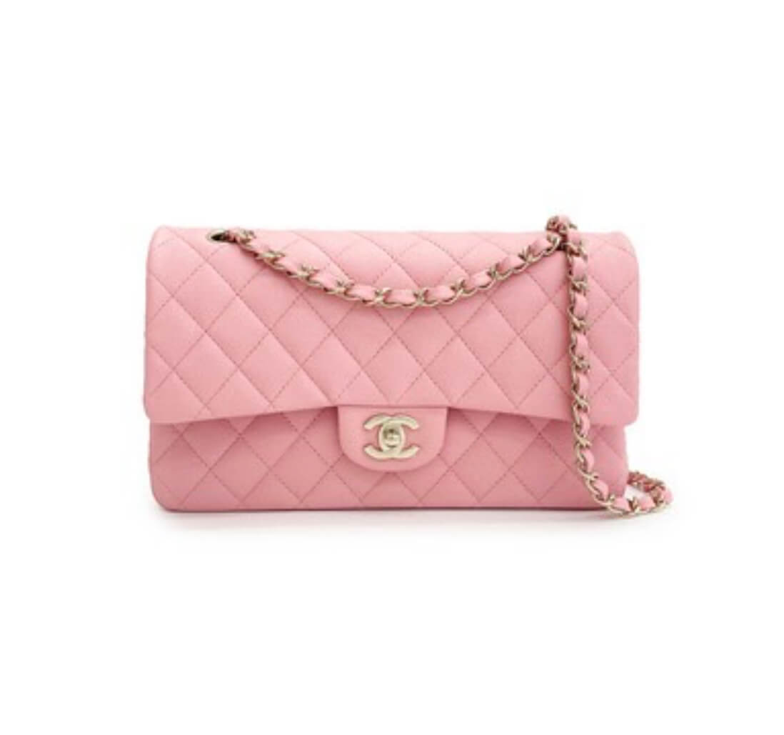 Chanel 25cm Classic Flap Grained Calfskin & Gold Light Pink